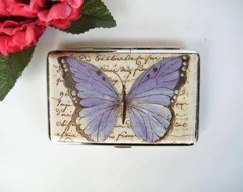 butterfly cigarette case Soft for Women for 100s & Regulars Fun Prints with Back Zipper Pocket Butterfly Slim Cigarette Case, Business