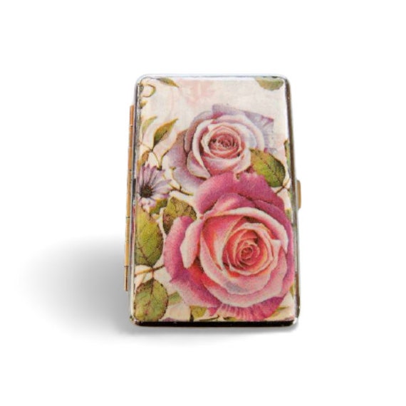 Roses Slim 100s Cigarette Case, Business Card Holder, Cigarette Holder,  Credit Card Box, Women Wallet, Floral Gift for Her, Case for Clutch