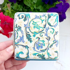 Sigarettenkoker mediterrane tegels, ID-kaartdoosje, hoesje voor visitekaartjes, vergrijsd blauw hoesje, creditcardportemonnee, modieuze sigarettenhouder