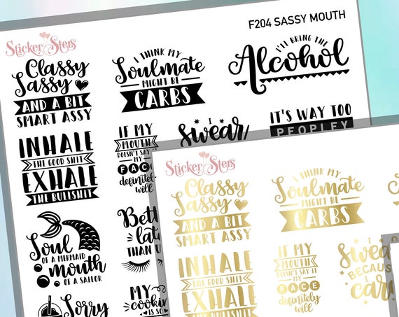 Sassy Mouth Planner Just for Fun Quotes | F204 Planner Stickers
