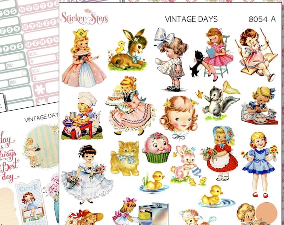 Vintage Memories Shabby Chic Retro Kids Planner Sticker | 8054