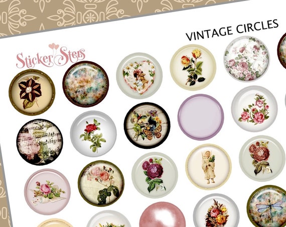 Vintage Style Circles and Buttons | F138 Planner Stickers