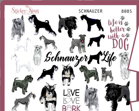 Schnauzer | 8085 4 Page Complete canine care stickers for all planners, Cute and Functional