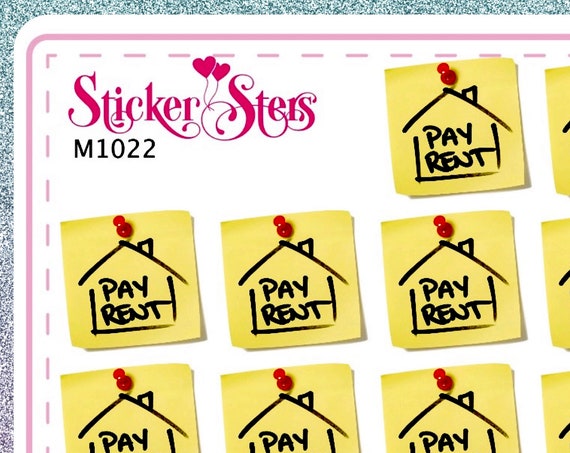 Rent Due Small Sheet Planner Stickers Set Cute and Functional made for all Planners M1022