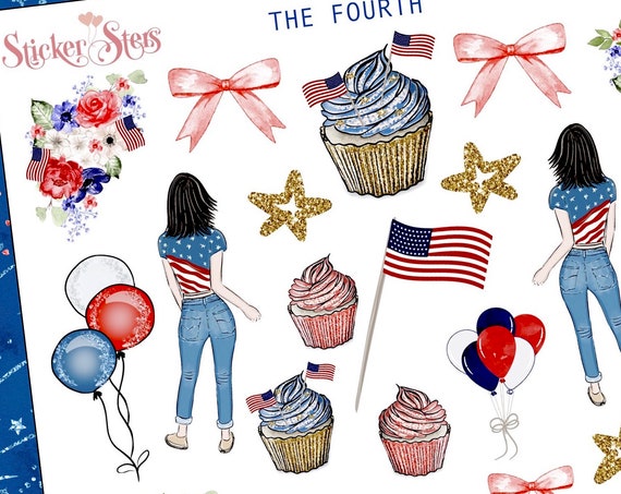 The Fourth 4th of July Independence Day Planner Stickers Stickers Mini Kit | 8173