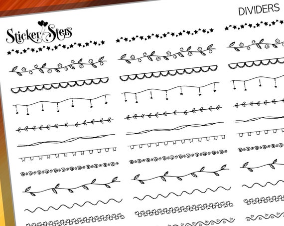Dividers, Borders and Headers Doodles Foil Option Available | F272 Planner Stickers