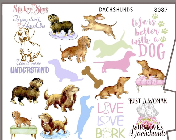Dachshund | 8087 4 Page Complete canine care stickers for all planners, Cute and Functional