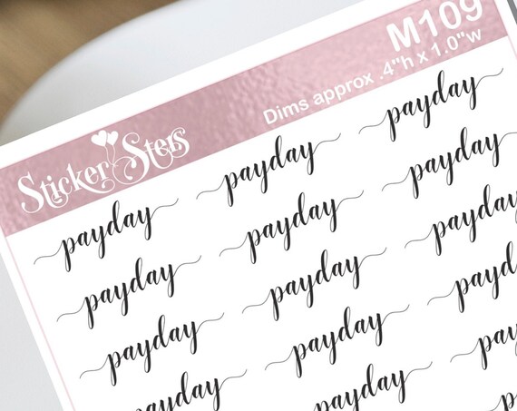 Payday Typography Small Sheet Planner Stickers Set Cute and Functional made for all Planners