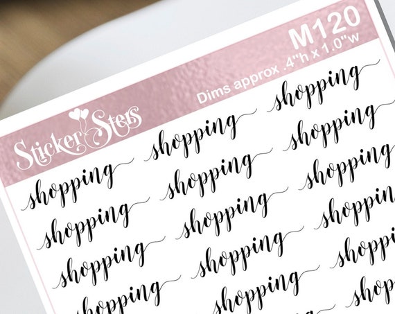 Shopping Typography Small Sheet Planner Stickers Set Cute and Functional made for all Planners