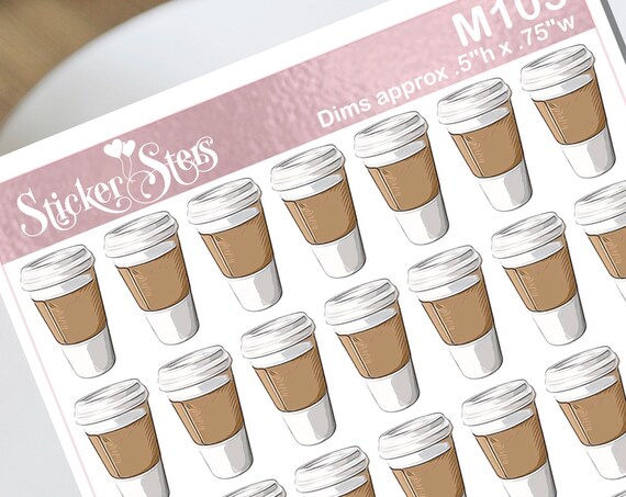 Travel Coffee Cup Small Sheet Planner Stickers Set Cute and Functional made for all Planners