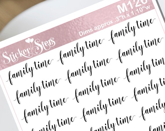 Family Time Typography Small Sheet Planner Stickers Set Cute and Functional made for all Planners