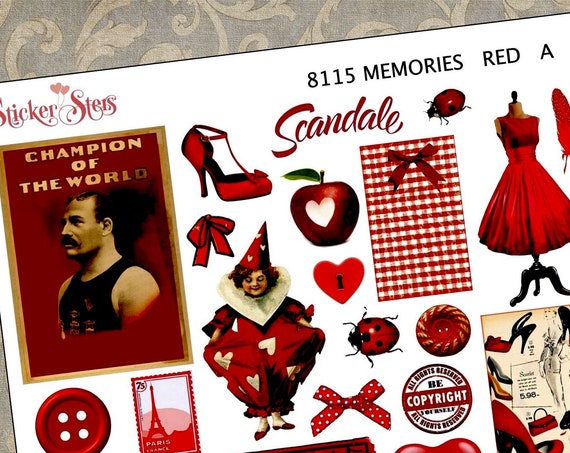 Red Themed Ephemera Mini Kit | 8115