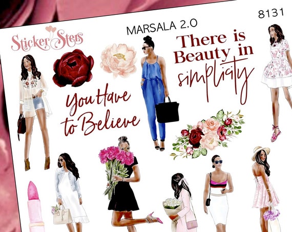 Marsala Fashion Planner Stickers Stickers Mini Kit | 8131 African American