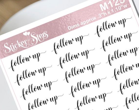 Follow up Typography Small Sheet Planner Stickers Set Cute and Functional made for all Planners