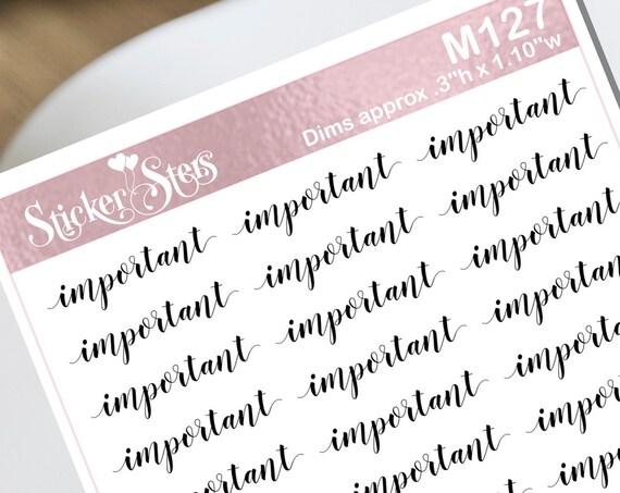 Important Typography Small Sheet Planner Stickers Set Cute and Functional made for all Planners