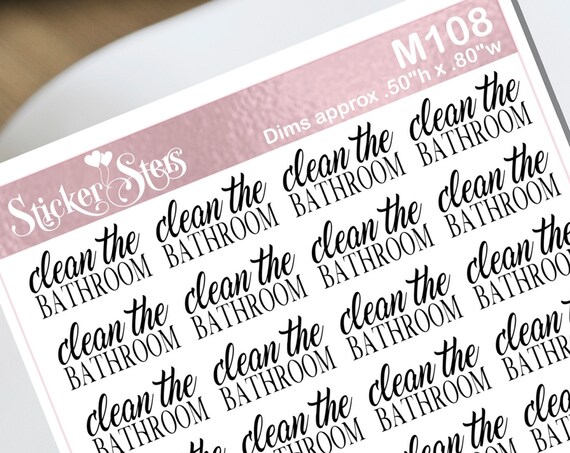 Clean the Bathroom Small Sheet Planner Stickers Set Cute and Functional made for all Planners