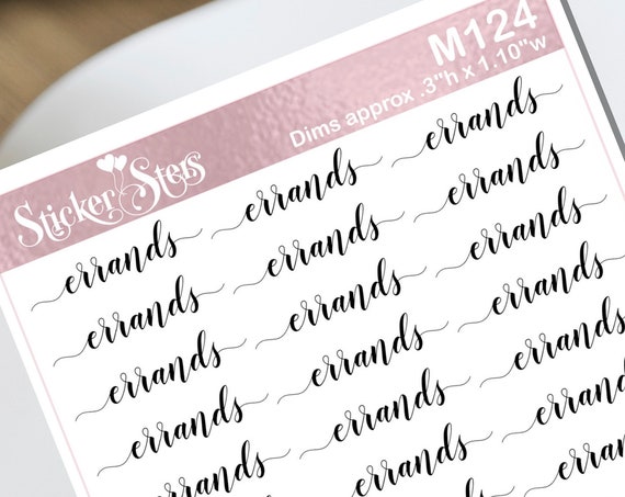 Errands Typography Small Sheet Planner Stickers Set Cute and Functional made for all Planners