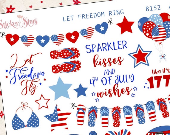 Let Freedom Ring 4th of July Independence Day Planner Stickers Stickers Mini Kit | 8152