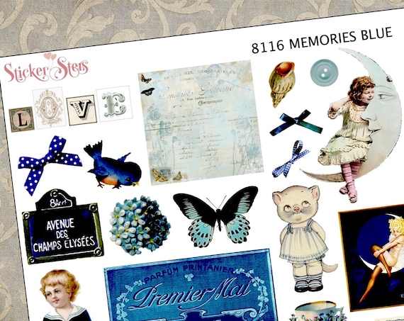 Blue Themed Ephemera Mini Kit | 8116