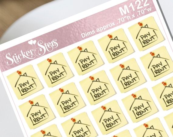 Rent Due Small Sheet Planner Stickers Set Cute and Functional made for all Planners M122