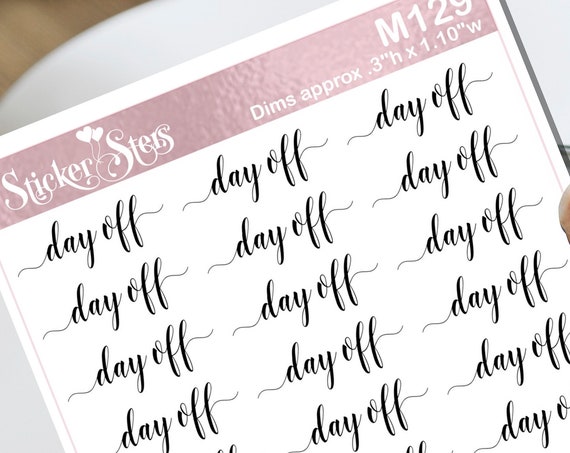 Day Off Typography Small Sheet Planner Stickers Set Cute and Functional made for all Planners