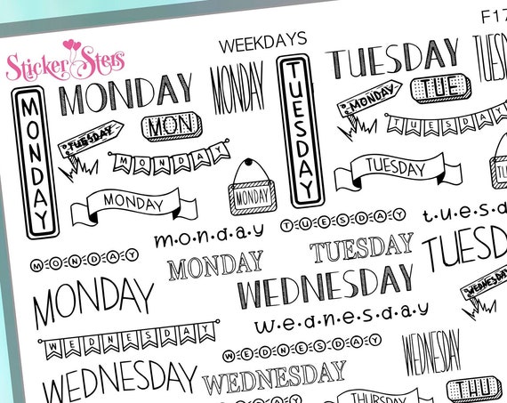 Weekdays Foil Options Available | F205 Planner Stickers
