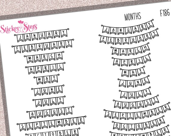 Month Banner Pennant | F186 Planner Stickers