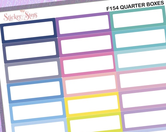 Quarter Boxes 39 Individual Box Reminders Colorful | F154 Planner Stickers