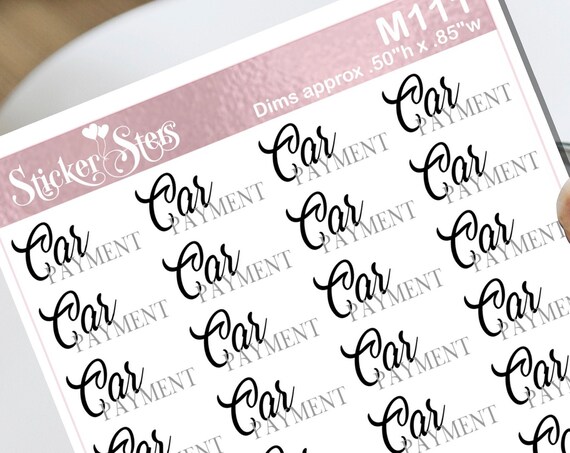 Car Payment Small Sheet Planner Stickers Set Cute and Functional made for all Planners