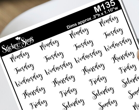 Weekdays Foil Option Available | M135 Planner Stickers