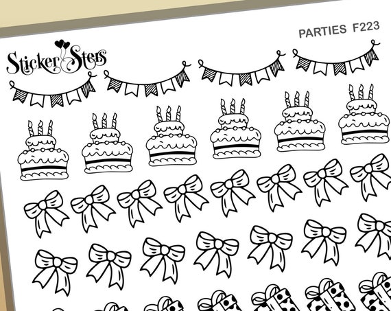 Parties Anniversaries Festivities Celebration Foil Option Available | F223 Planner Stickers
