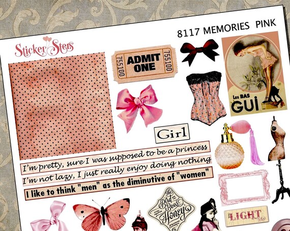 Pink Themed Ephemera Mini Kit | 8117