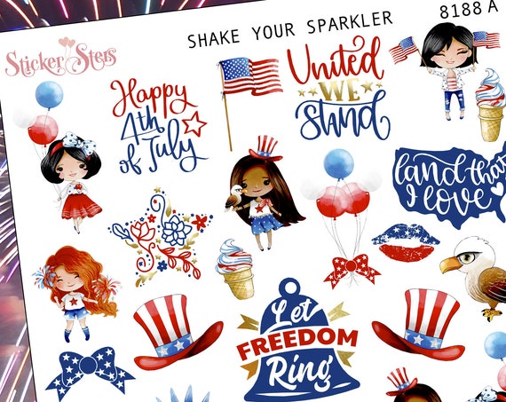 Shake your Sparkler 4th of July Independence Day Planner Stickers Stickers Mini Kit | 8188