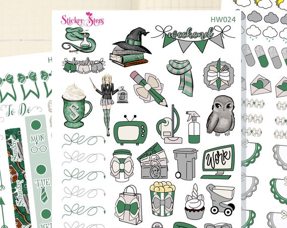 Wizard School Green Slim Planner Stickers Mini Kit | HW024