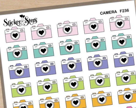 Camera Planner Stickers sized to fit any planner | F236 Planner Stickers