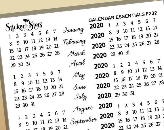 Calendar Essentials Foil Option Available | F232 Planner Stickers