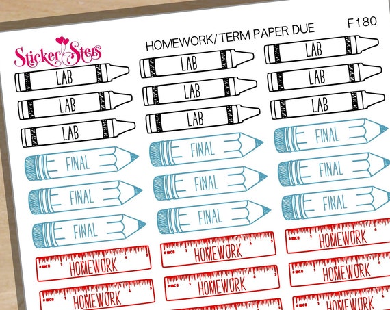 School Reminders Cute Headers | F80 Planner Stickers