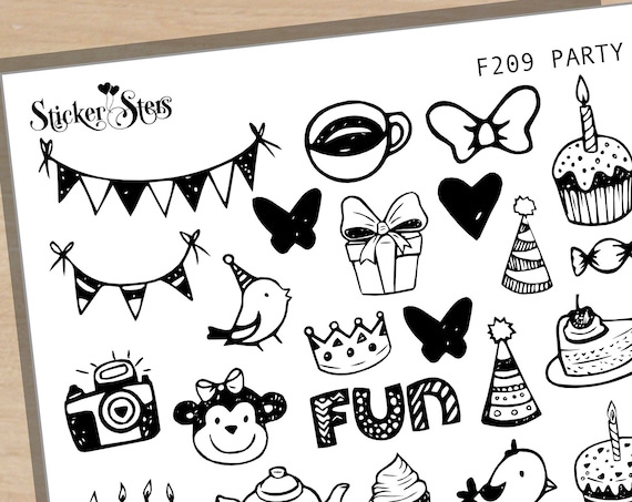 Party Birthday Foil Options Available | F209 Planner Stickers