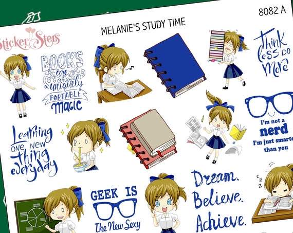 Melanie's Study Time Planner Stickers Stickers Mini Kit | 8182