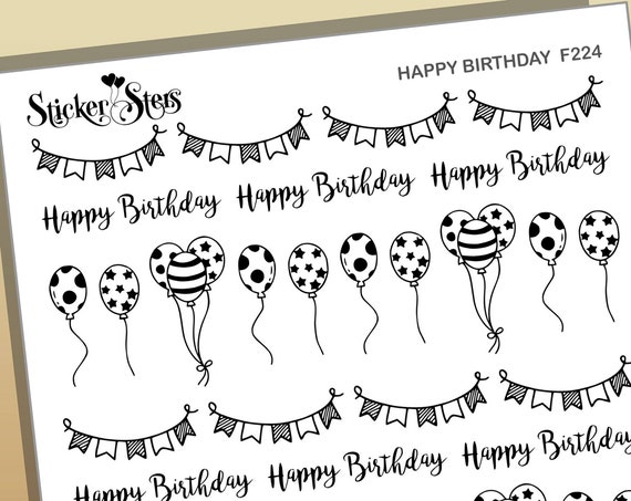 Birthdays Balloons Banners Celebration Foil Option Available | F224 Planner Stickers