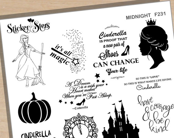Midnight Glass Slipper Foil Option Available | F231 Planner Stickers
