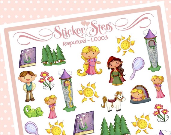 Cute Littles Rapunzel L0003 Small Sheet Planner Stickers Set Cute and Functional made for all Planners