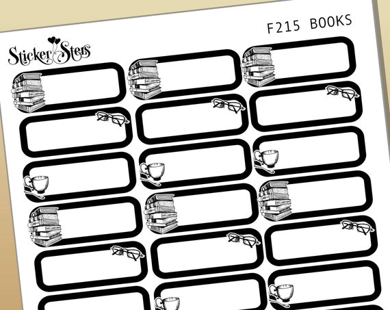 Books Reading Boxes Foil Option Available | F215 Planner Stickers
