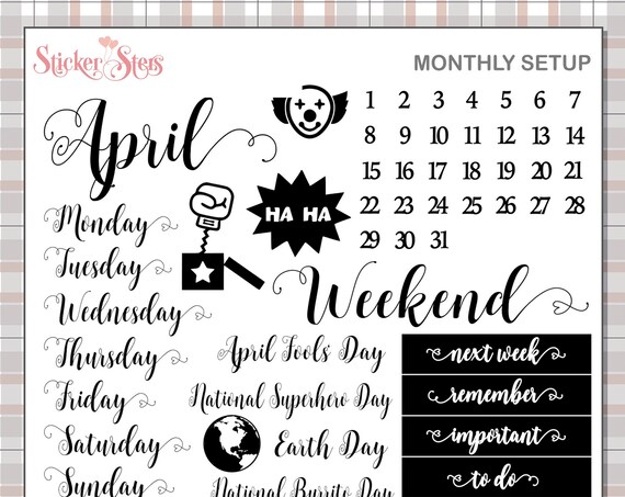 APRIL Planner Stickers
