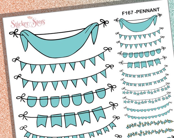 Variety of Pennants and Banners for any occasion 39 Individual Reminders Anniversary Birthday Celebration | F167 Planner Stickers