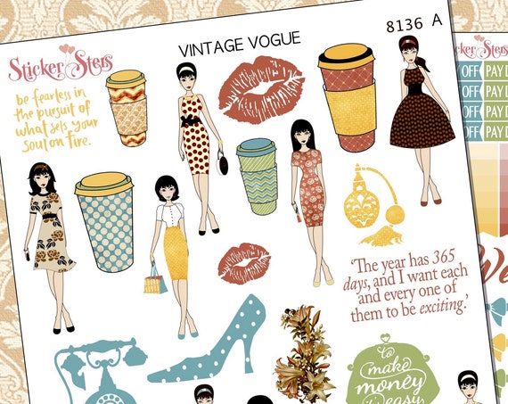 Vintage Vogue Planner Stickers Stickers Mini Kit | 8136