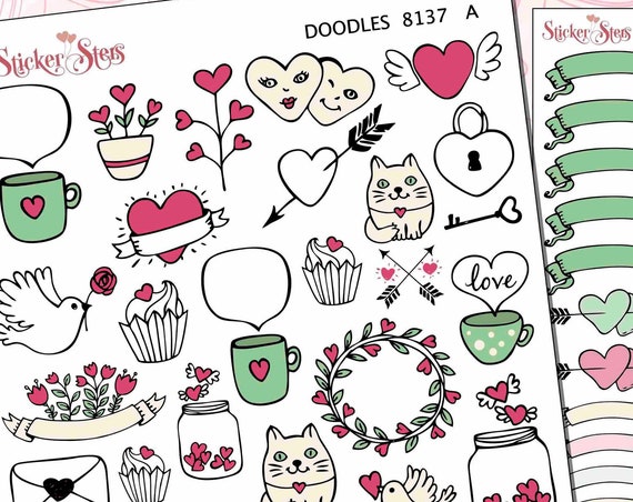 Doodles Love Planner Stickers Stickers Mini Kit | 8137
