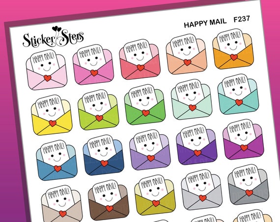Happy Mail Planner Stickers sized to fit any planner | F237 Planner Stickers