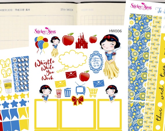 Snow White Slim Planner Stickers Mini Kit | HW006