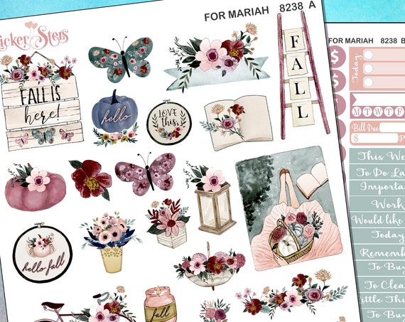 For Mariah Fall/Autumn Style Planner Stickers PLUS DieCut Planner Cart Mini Kit | 8238